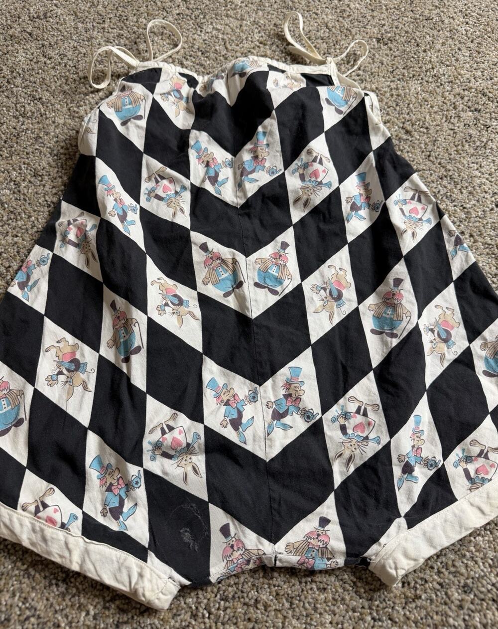Vintage Alice In Wonderland Bubble Romper Jumper Tie Shoulders